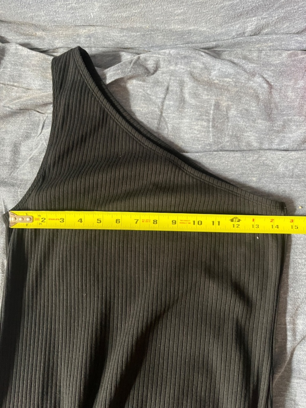 GAP: Black Ribbed One Shoulder Dress - Picture 2 of 5